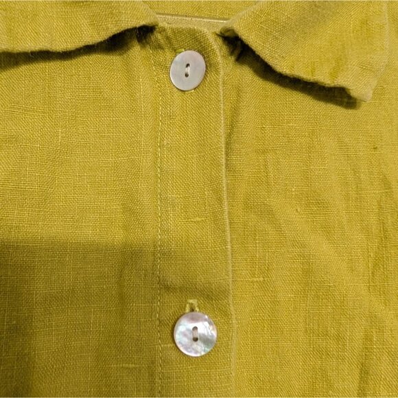 Christopher Calvin Linen Tunic Womens Size Small Chartreuse Yellow Lagenlook - Picture 3 of 12